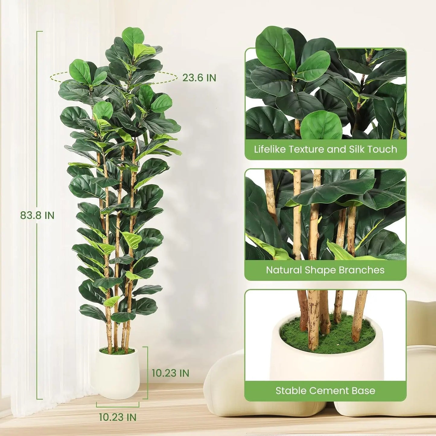 HiMISS Fiddleleaf Fig Tree In Pot For Home Decorative Display