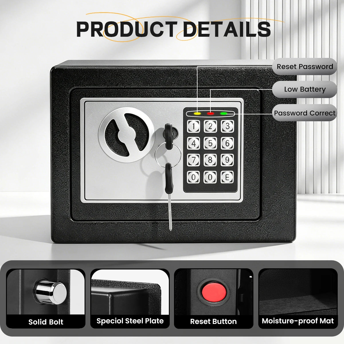Ireproof Fireproof Safe With Digital Keypad And Sensor Light