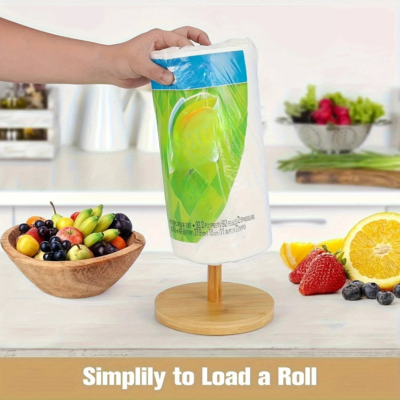 Bamboo Paper Towel Holder Wooden Dispenser For Countertop Organization