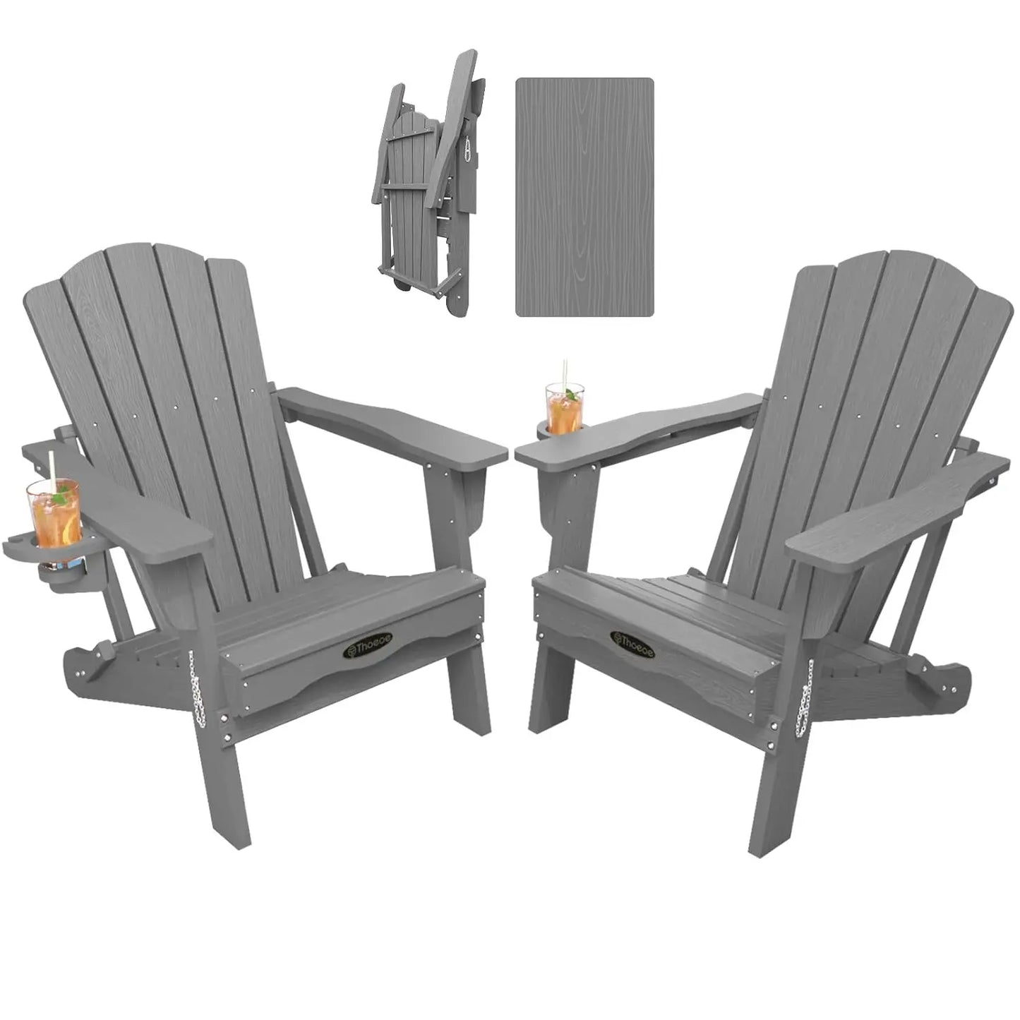 MOYU All-Weather Folding Adirondack Chairs Set Of 2