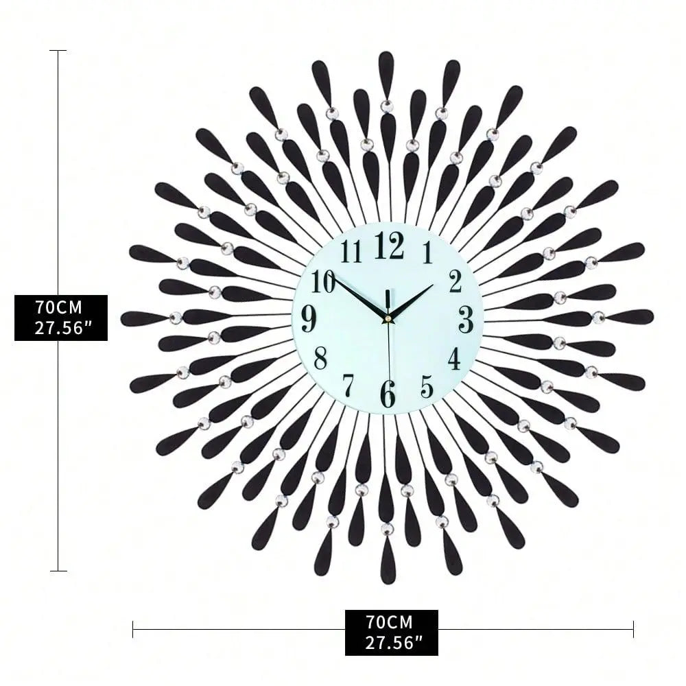 Non-Ticking Quiet Crystal Metal Wall Clock With Modern Bling