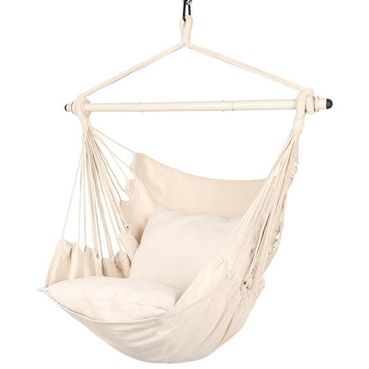 Indoor Outdoor Hanging Swing Chair With Premium Soft Fabric Comfort All Weather