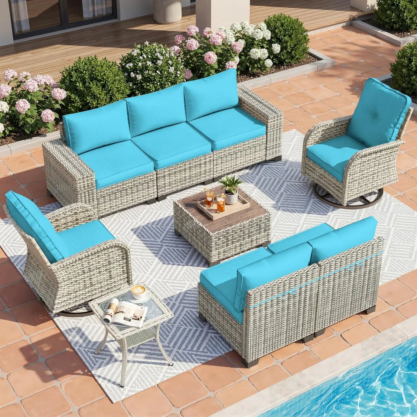 Outdoor Patio Furniture Set With Rocking Swivel Chairs