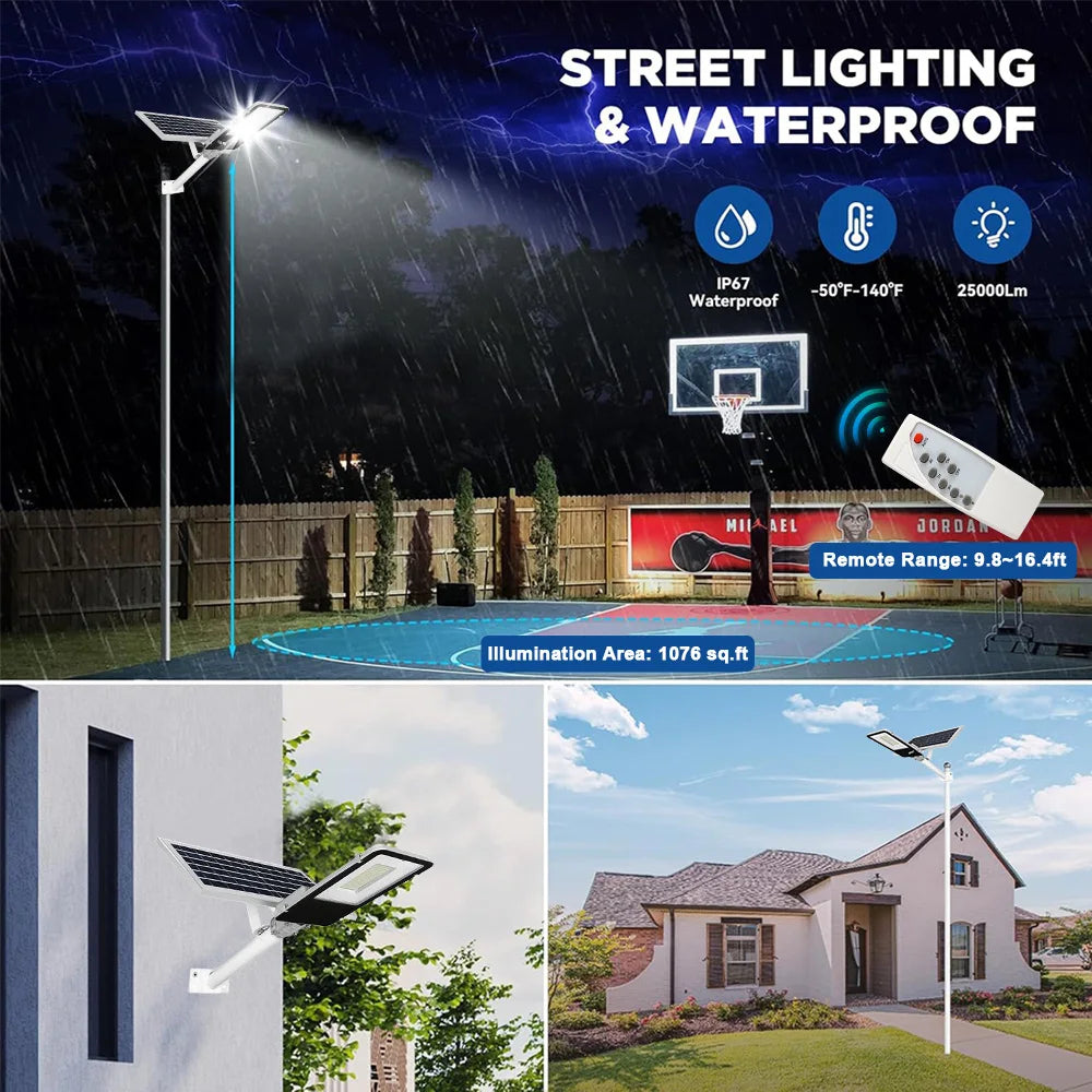 UMEXUS Solar High-Power 6500K LED Dusk-to-Dawn Street Light