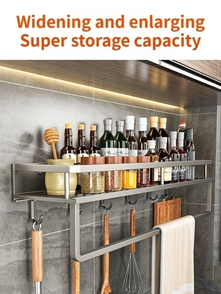Aluminum Kitchen Wall Mounted Spice Organizer and Storage Rack