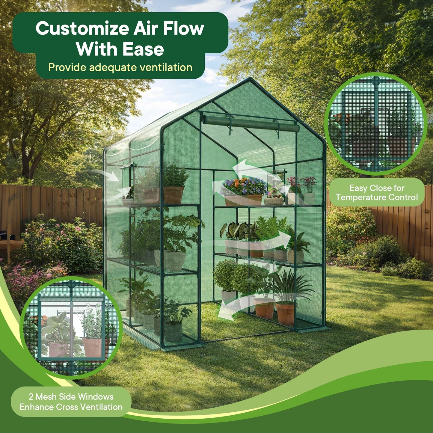 JHK Portable Walk-In Greenhouse For Outdoor Plants