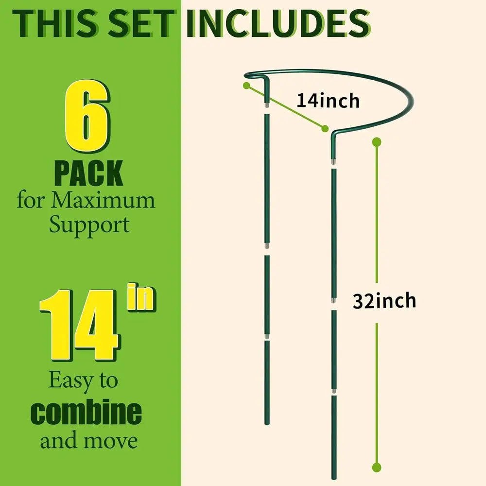 6-Pack Heavy Duty Interlinked Metal Plant Support Cages