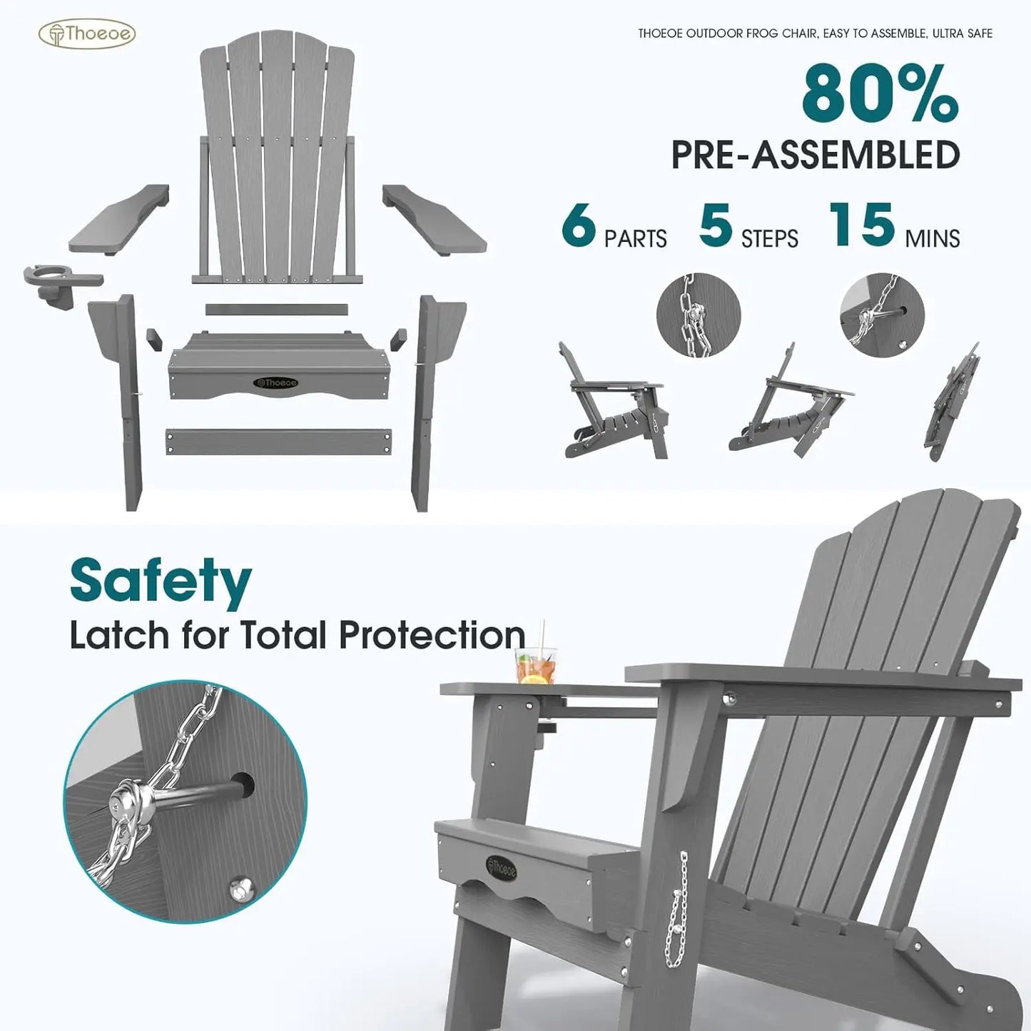MOYU All-Weather Folding Adirondack Chairs Set Of 2