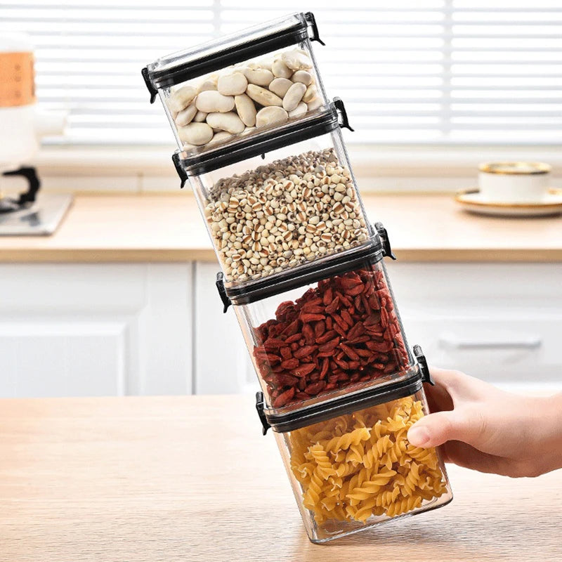 Sealed Jars Kitchen Grain Storage Organizer Set Moistureproof Plastic