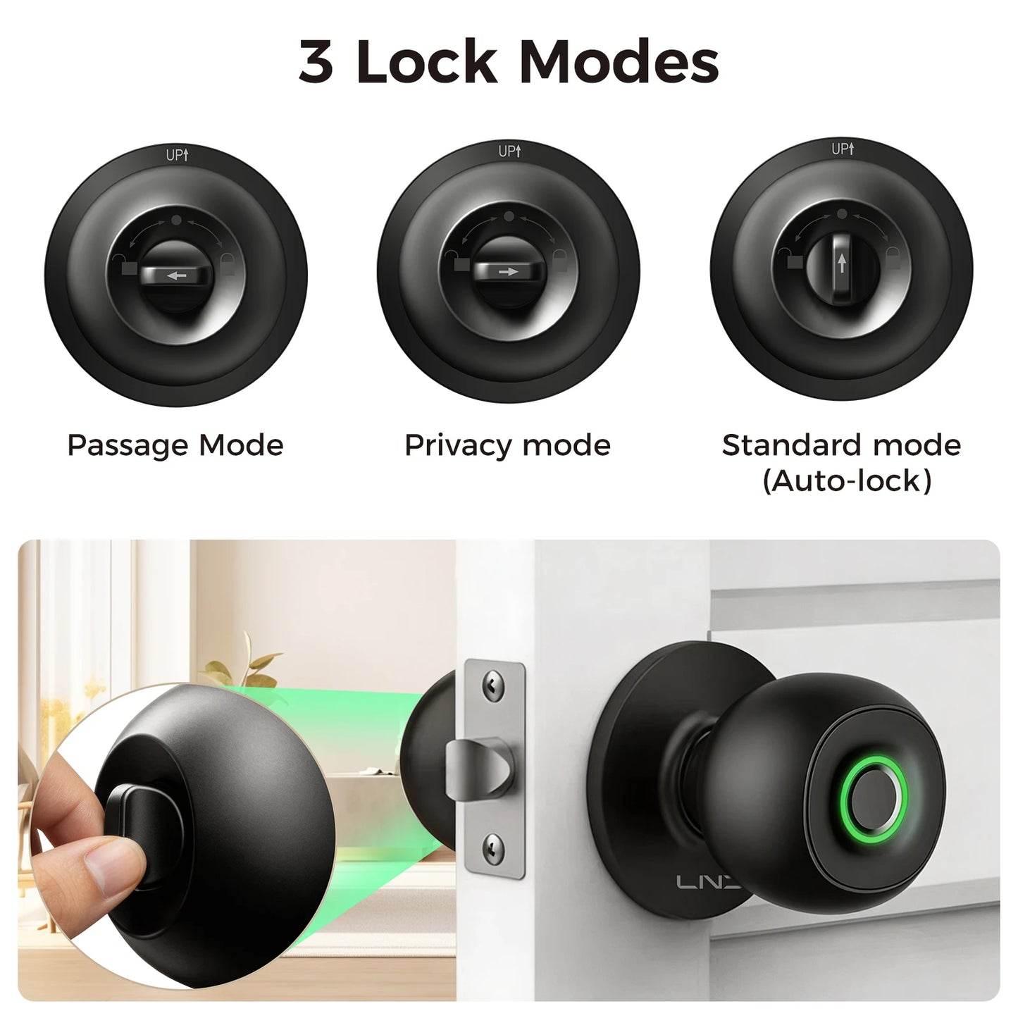 LNDU Fingerprint Door Lock Biometric Smart Keyless Entry With App Control