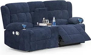 RBXC Loveseat Recliner Sofa With Manual Recline And Faux Leather
