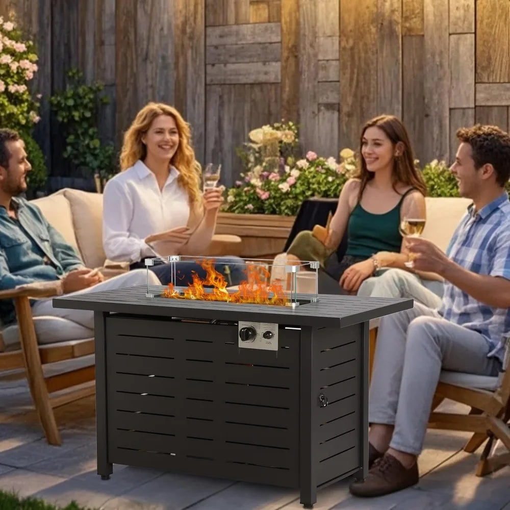 Outdoor Wicker Patio Furniture Set With Firepit Table