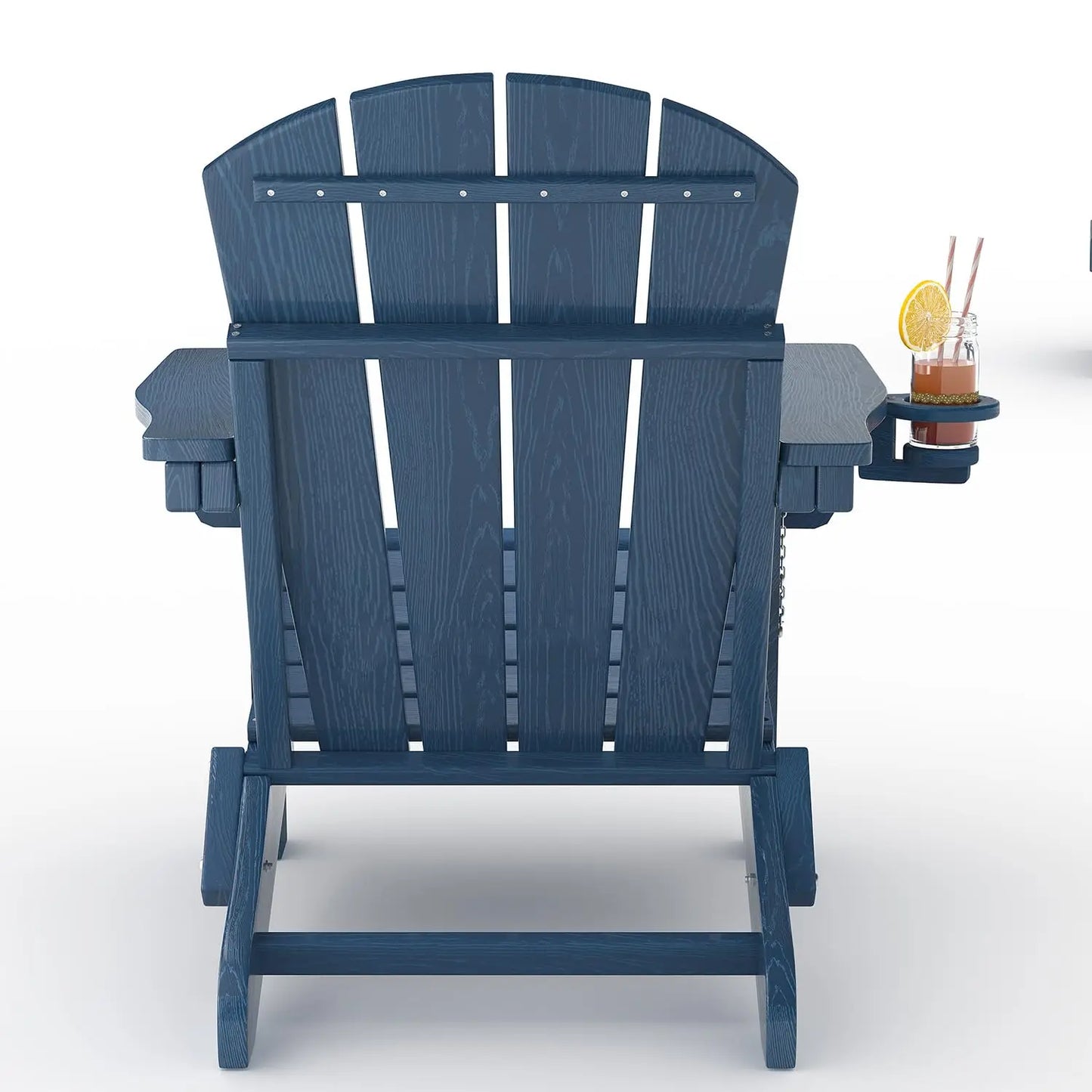 Folding Adirondack Chair All Weather HDPE Outdoor With Cup Holder