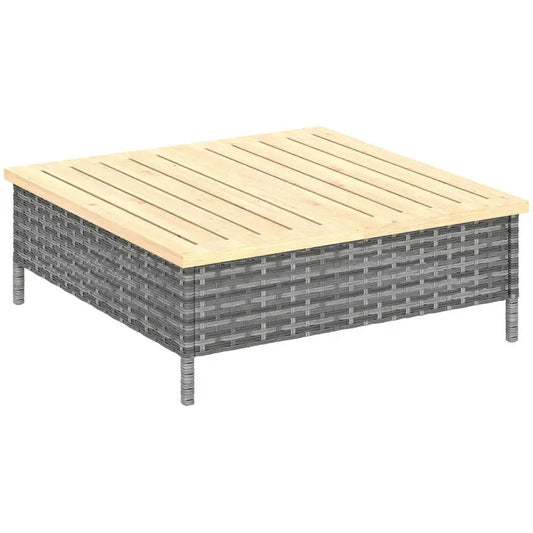 Outdoor Side Table With PE Rattan And Fir Wood Top