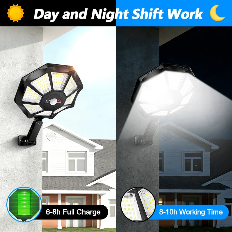 Solar Street Light With Motion Sensor Outdoor Remote Control Waterproof