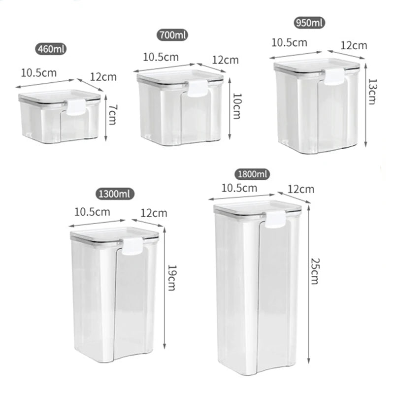Sealed Jars Kitchen Grain Storage Organizer Set Moistureproof Plastic