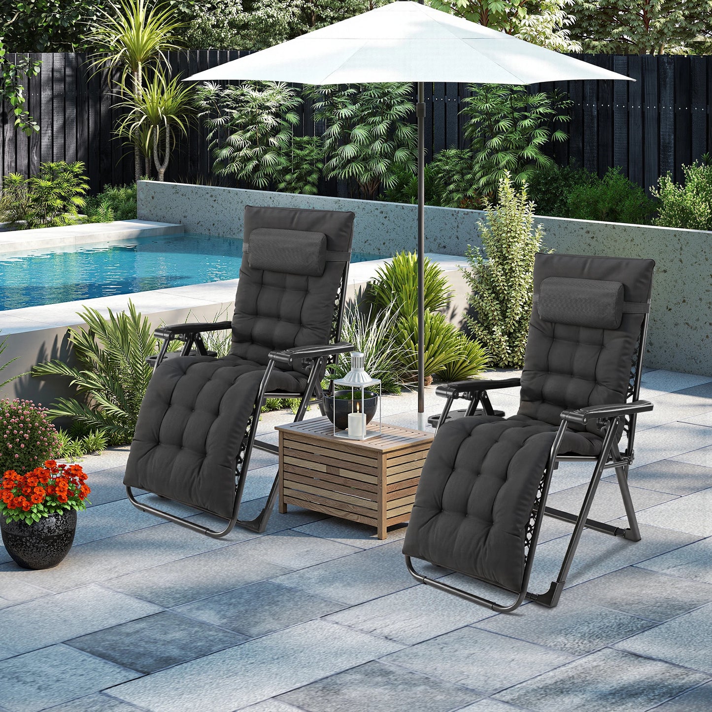 JHK Zero Gravity Recliner Folding Patio Lounge Chair Cup Holders