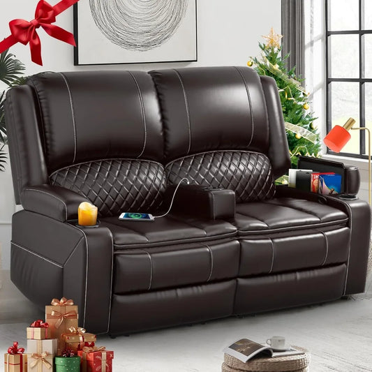 RBXC Loveseat Recliner Sofa With Manual Recline And Faux Leather