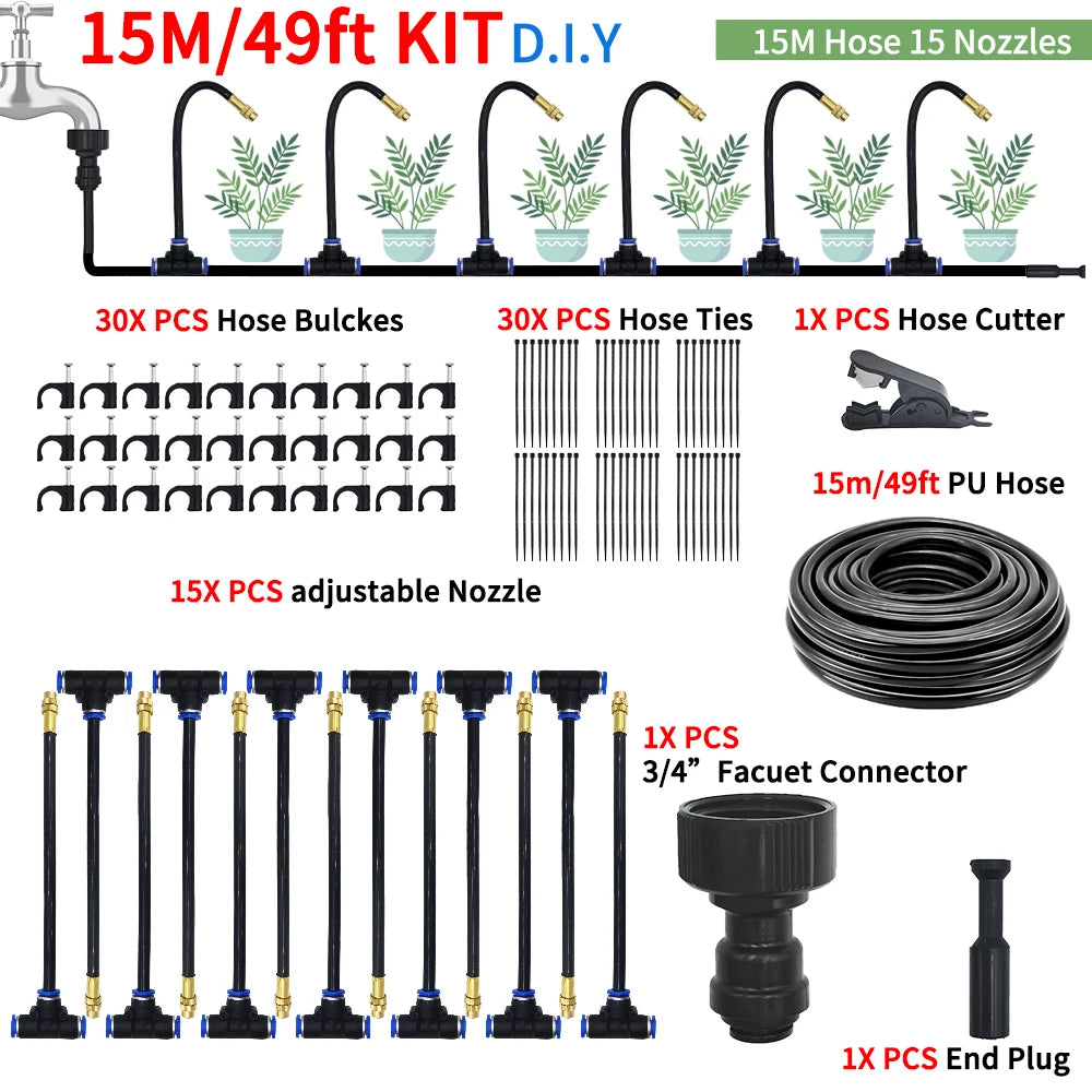 Irrigation Spray Nozzles Kit For Greenhouse Garden 360 Degree Adjustable