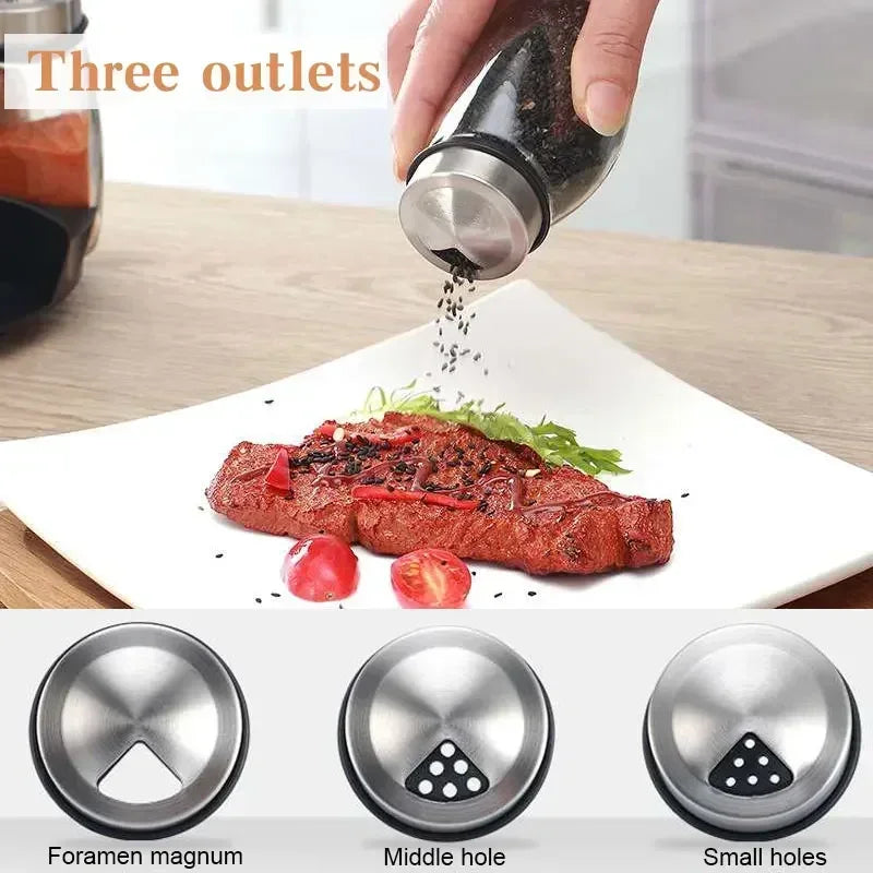 Glass Spice Jar Set With Rack For Salt Shakers Kitchen