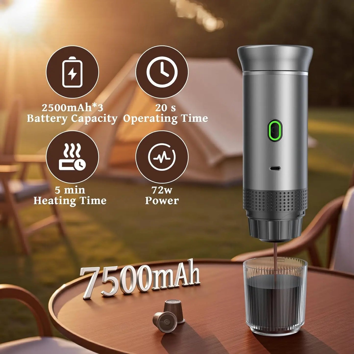 XMSJ Portable Espresso Maker Travel Coffee Machine Three In One