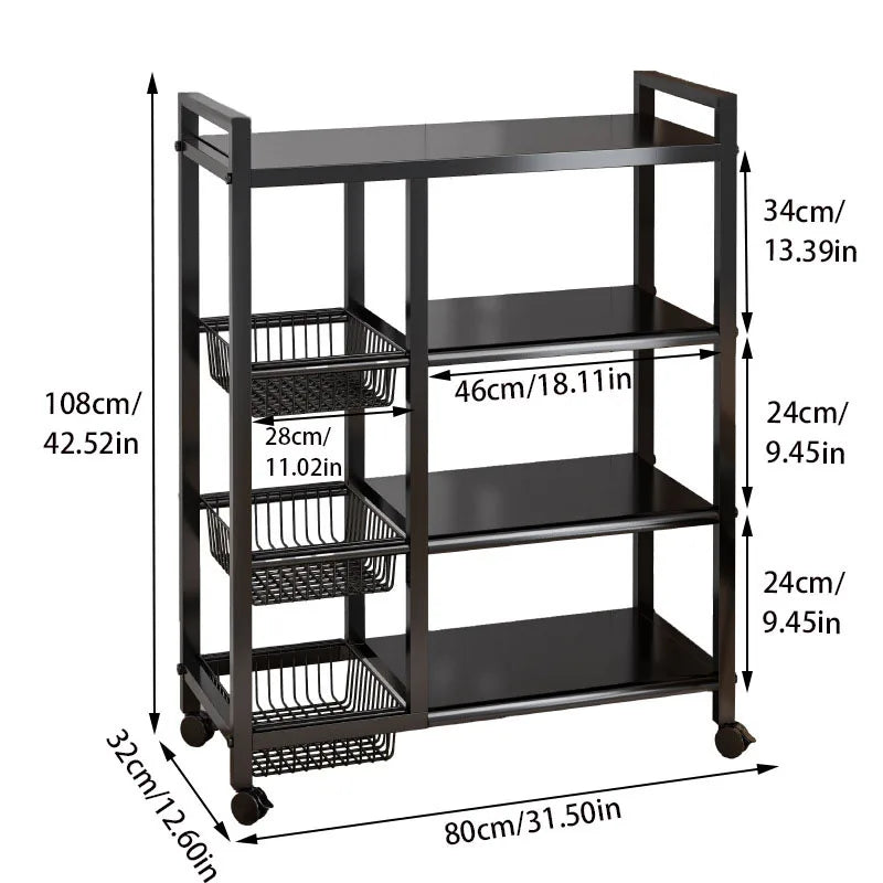 Four-Tier Space-Saving Metal Cabinet Storage Rack For Kitchen