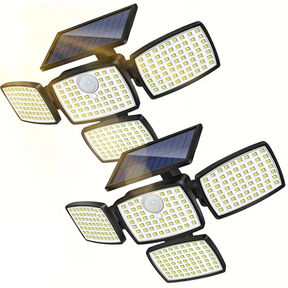 GHUSTAR 4 Head Solar Outdoor Lights With Motion Sensor