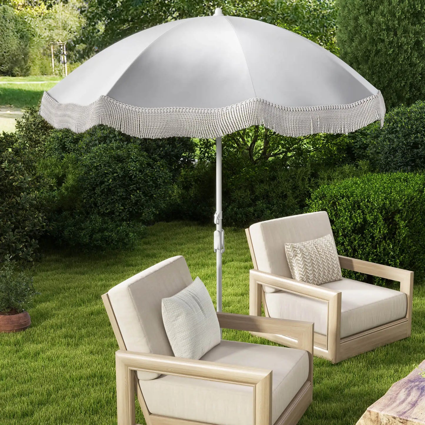 HOMASIS Outdoor Fringe Patio Umbrella With Carrying Bag