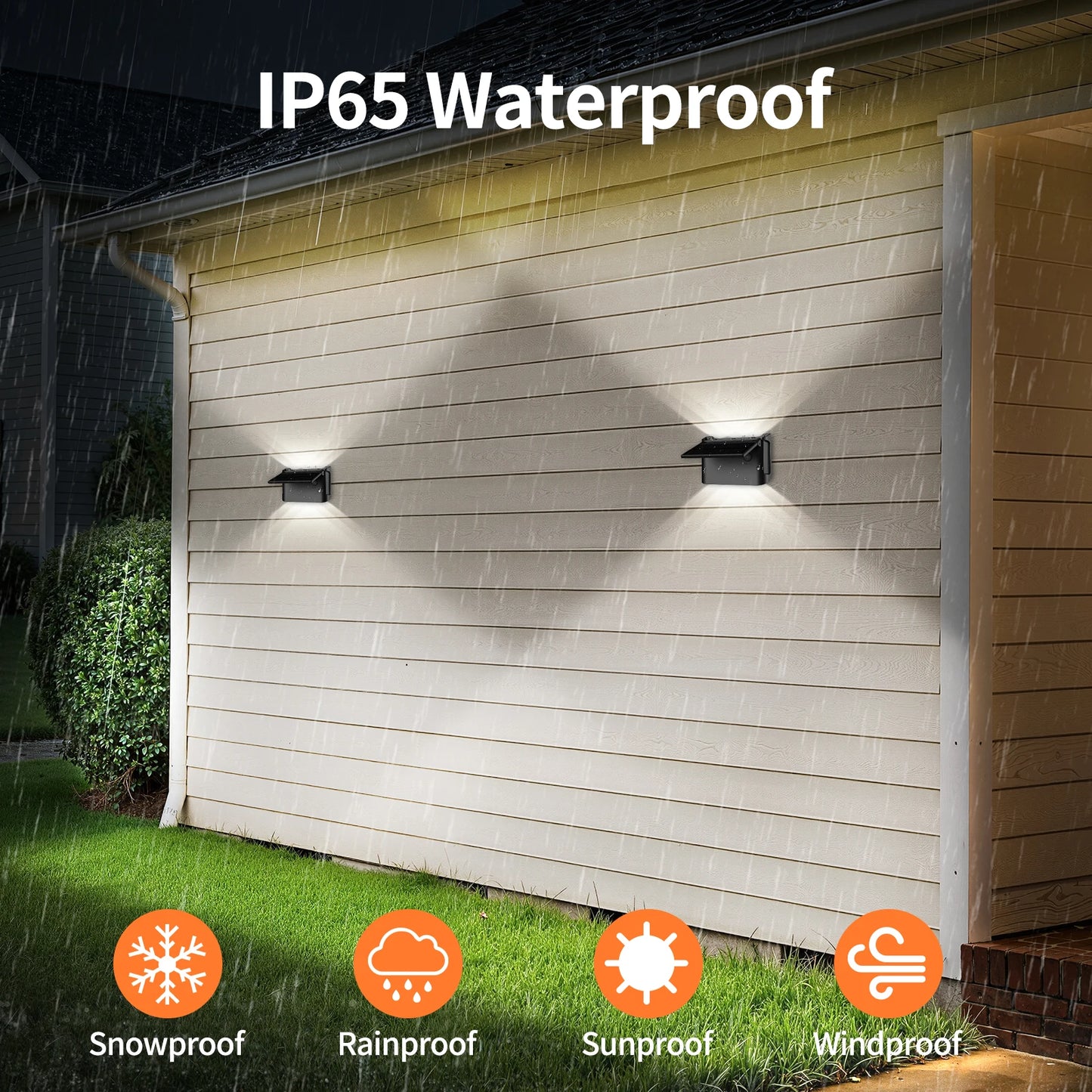 Intelamp IP65 Solar Wall Lights Two Pack With Remote