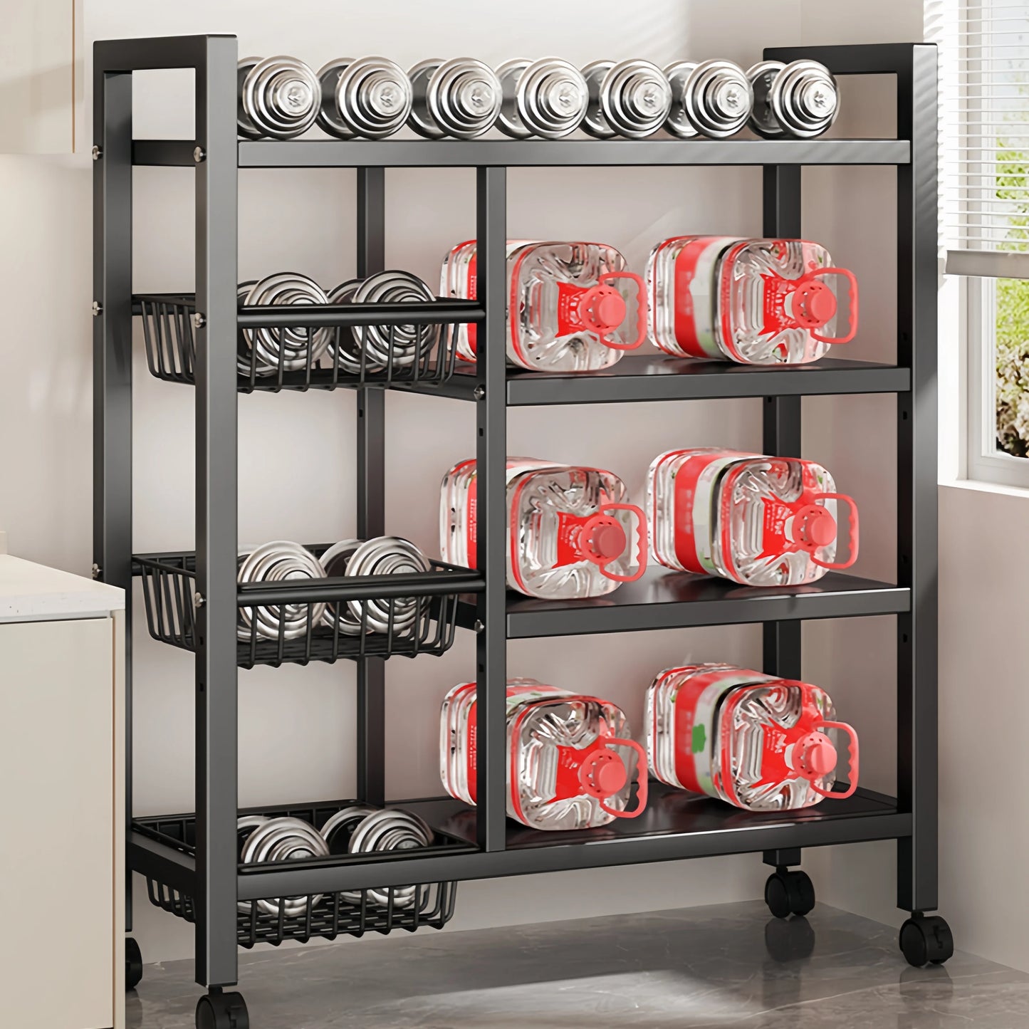 Four-Tier Space-Saving Metal Cabinet Storage Rack For Kitchen
