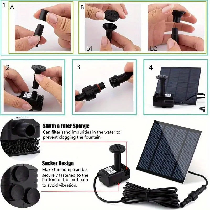 Solar Fountain With Six Nozzles Floating Water Pump For Pond