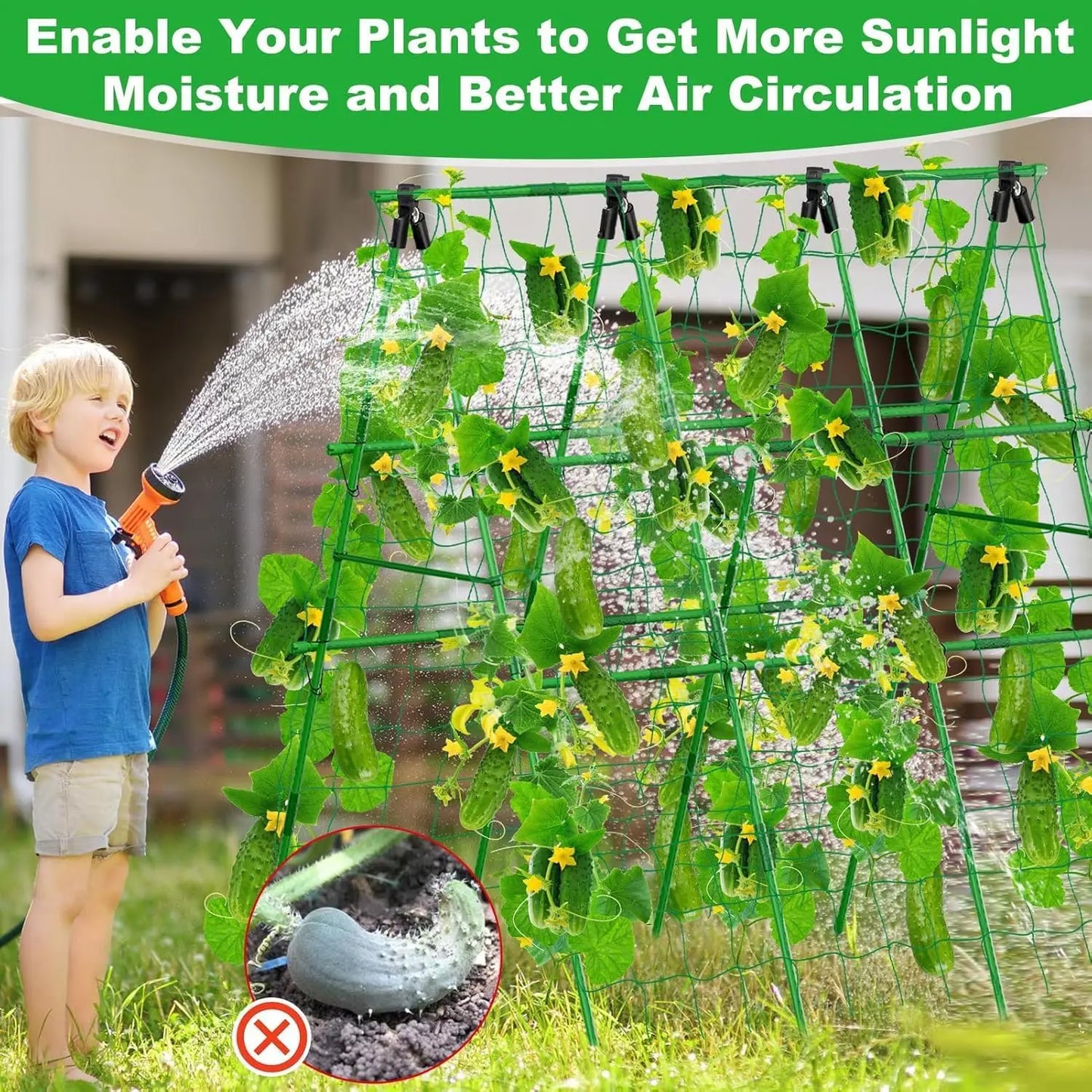 HiMISS Raised Bed Trellis A Frame Garden Netting For Climbing Vegetables