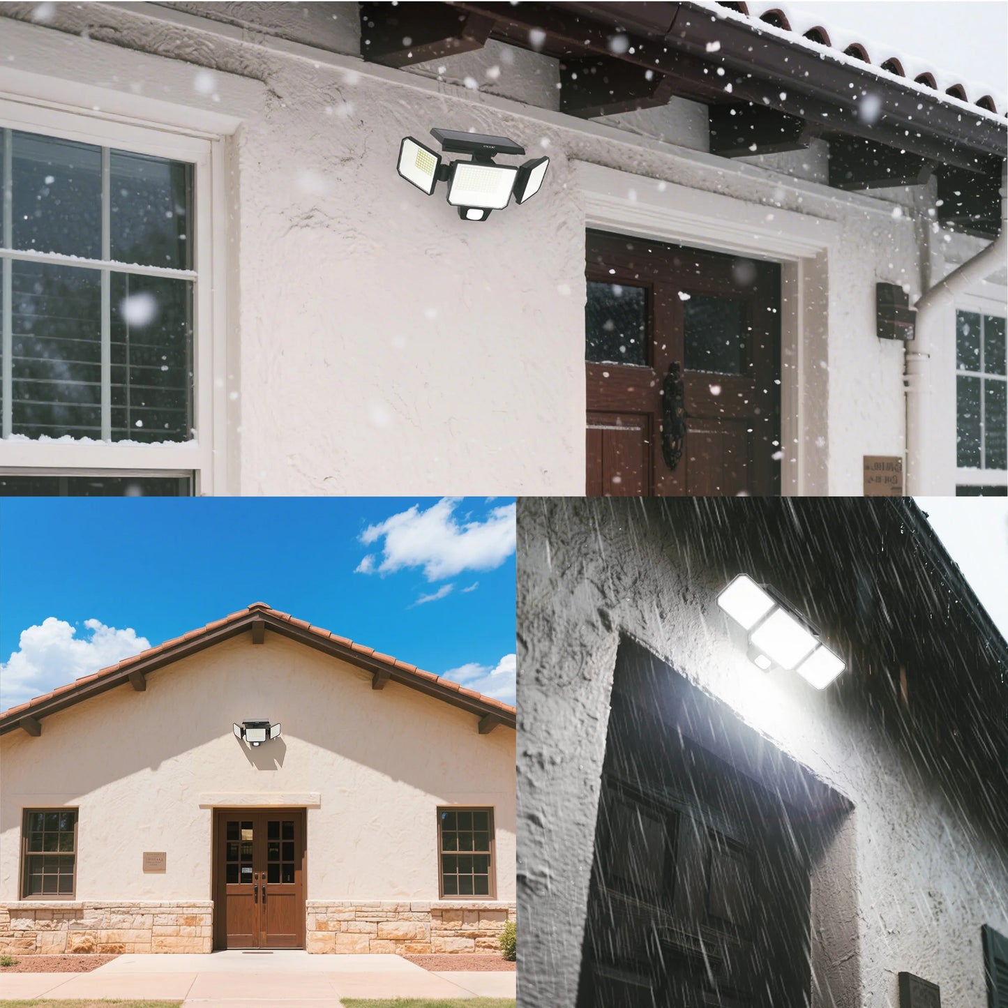 Solar Security Light Three Head Motion Sensor 270° Illumination 3000LM