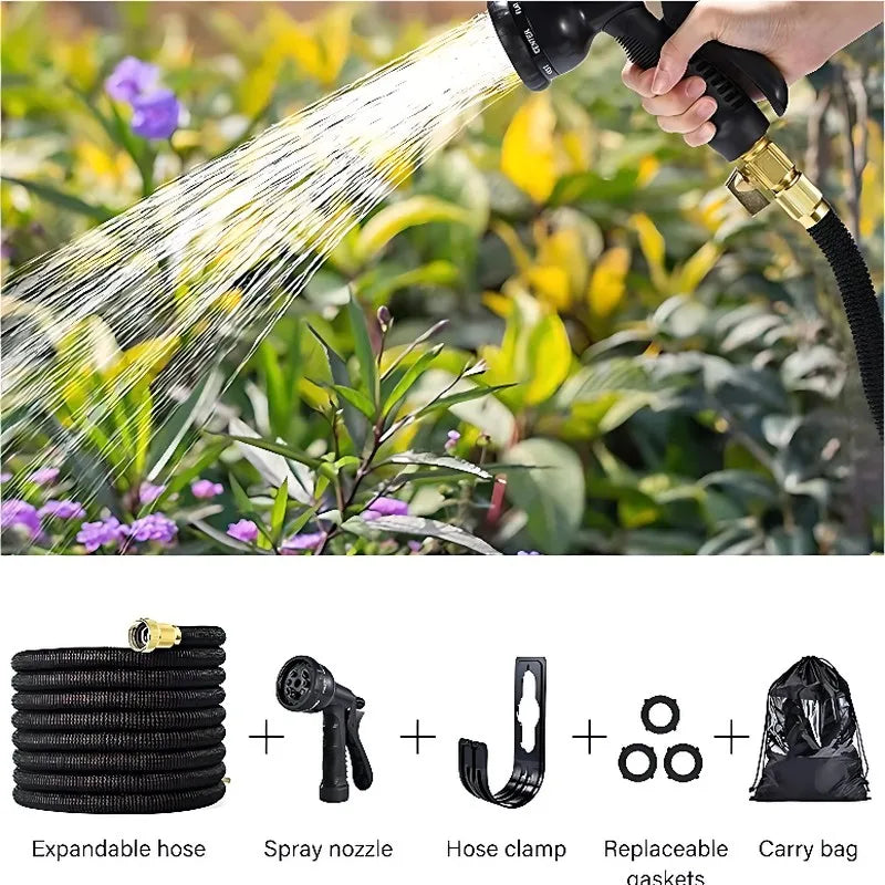Expandable Garden Hose Kit With Nozzles Flexible And Durable