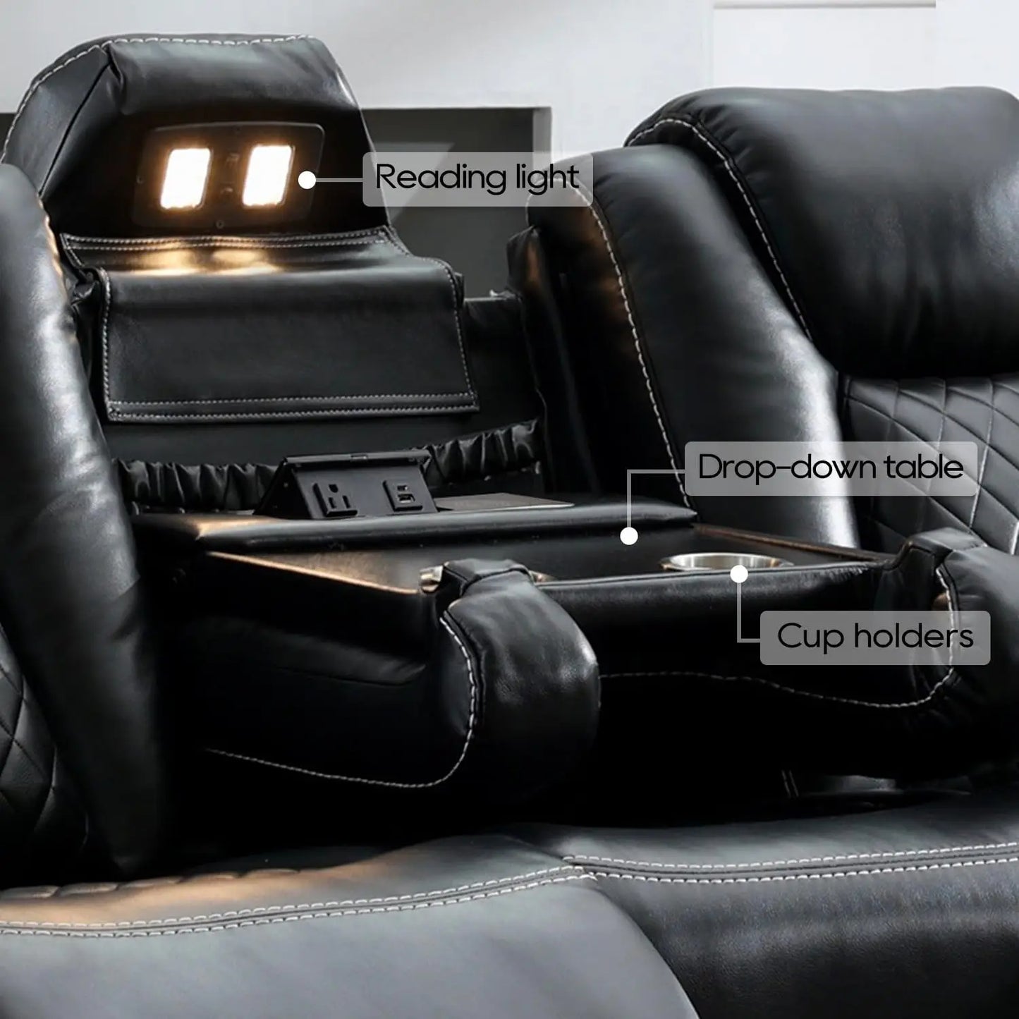 TODRANI Power Reclining Sofa With Wireless Charger