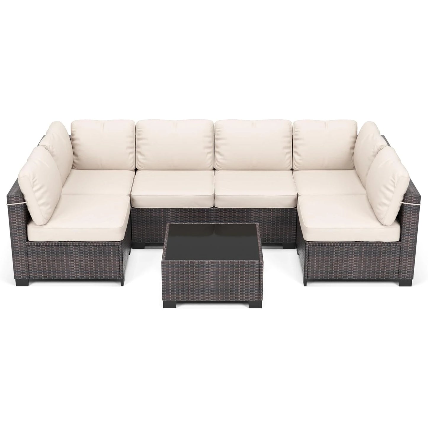 HobbyLane 7 Piece Modular Outdoor PE Rattan Furniture Set