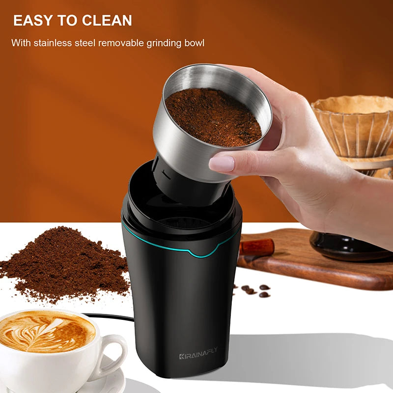 KIRAINAFLY Professional Coffee Grinder With Removable Stainless Cup 300W