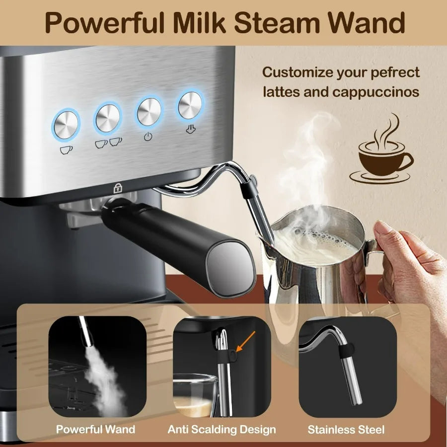 SHXI Espresso Machine With Milk Frother 20 Bar For Cappuccino