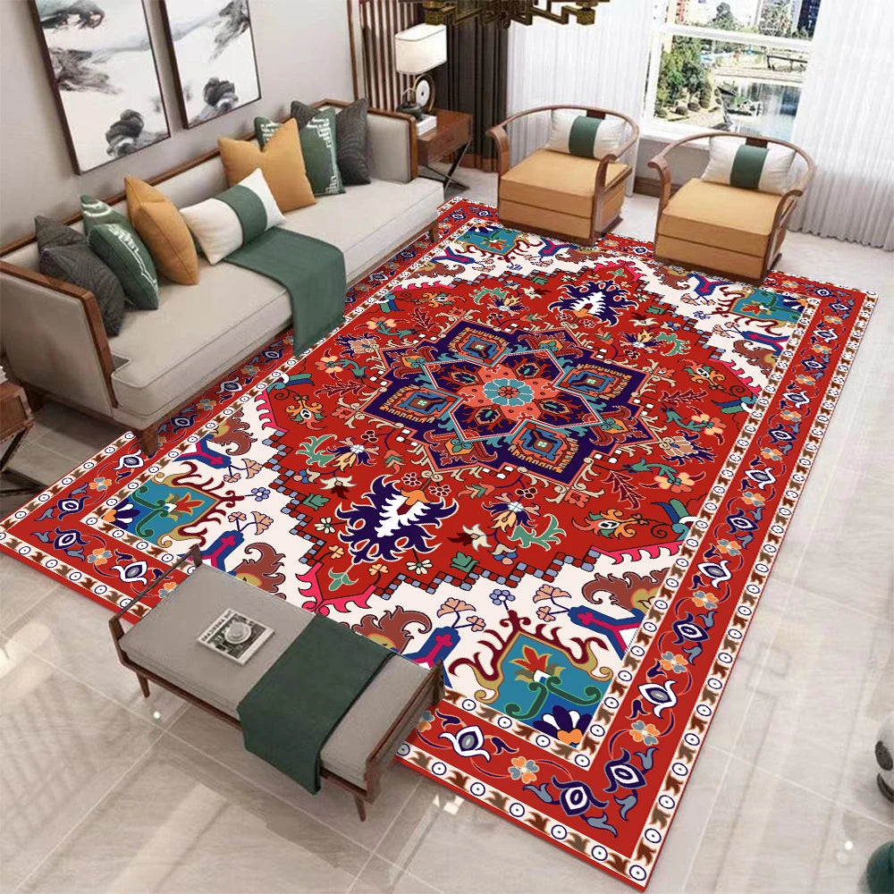 European Retro Living Room Carpet Non Slip Washable Rug