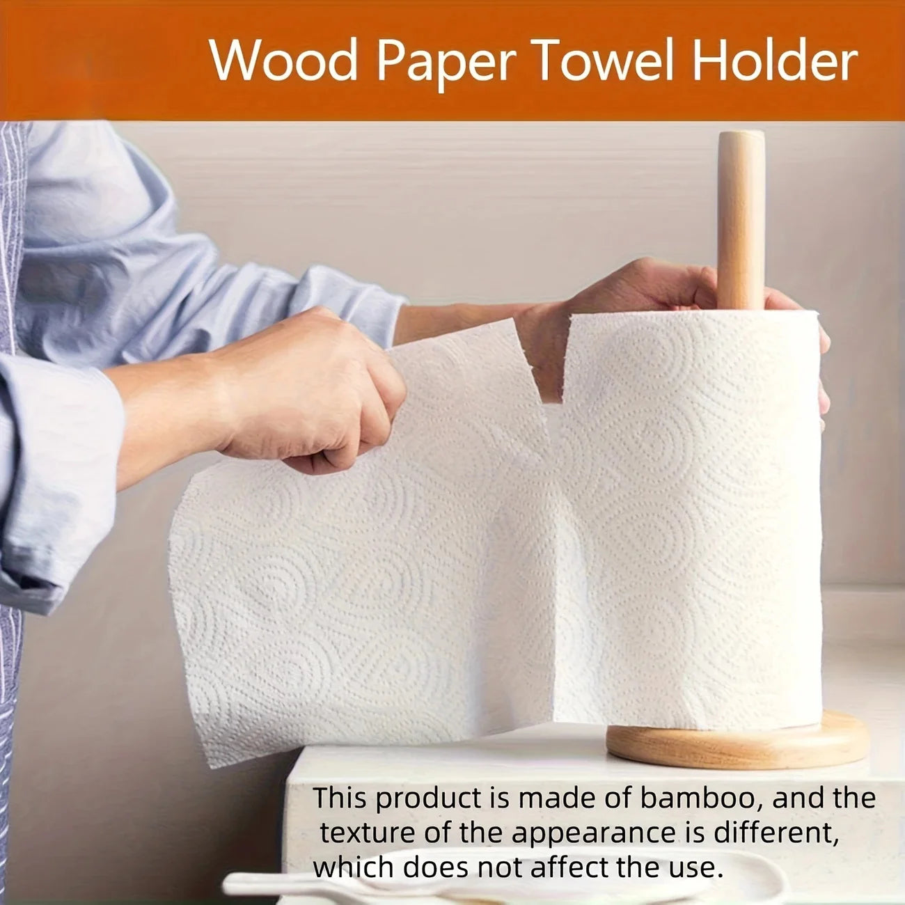 Bamboo Paper Towel Holder Wooden Dispenser For Countertop Organization