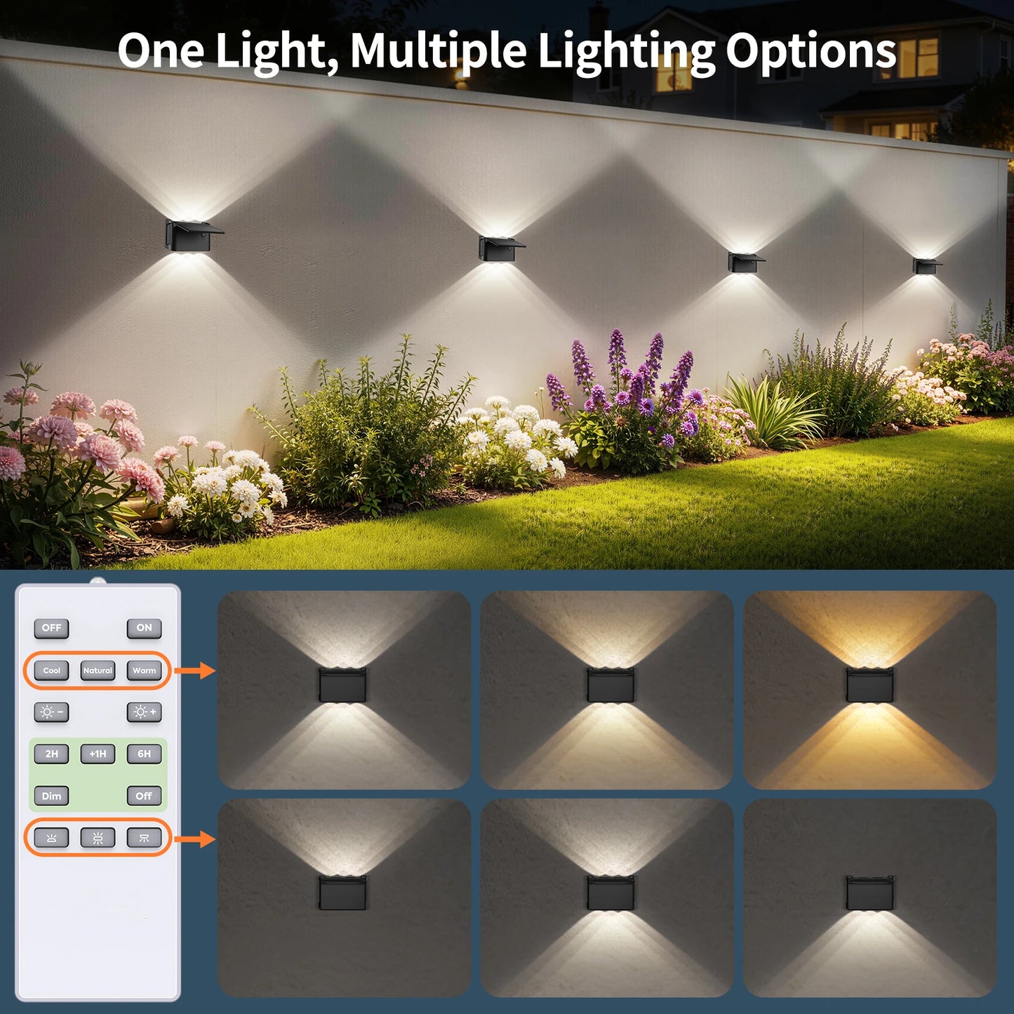 Intelamp IP65 Solar Wall Lights Two Pack With Remote