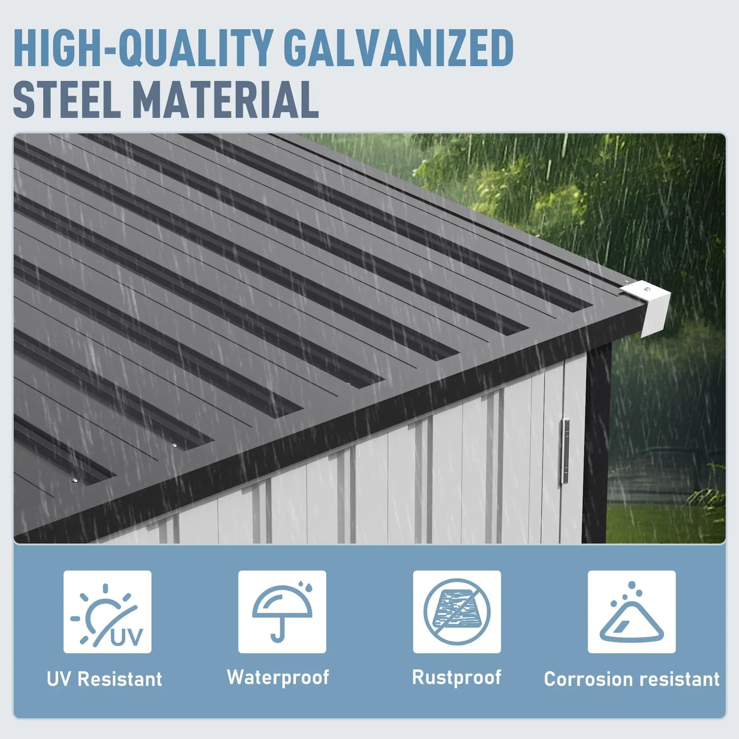 VIWAT Lockable Outdoor Metal Storage Shed With Window