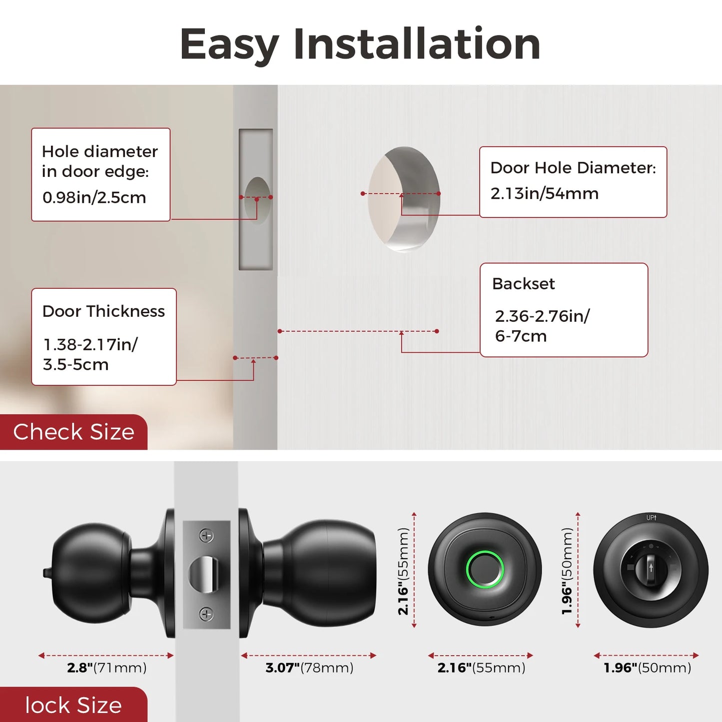 LNDU Fingerprint Door Lock Biometric Smart Keyless Entry With App Control