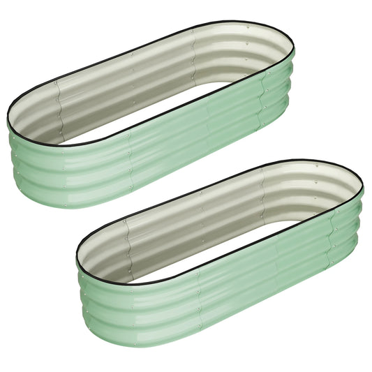 HiMISS Oval Galvanized Raised Garden Bed Set Open Ended Planter