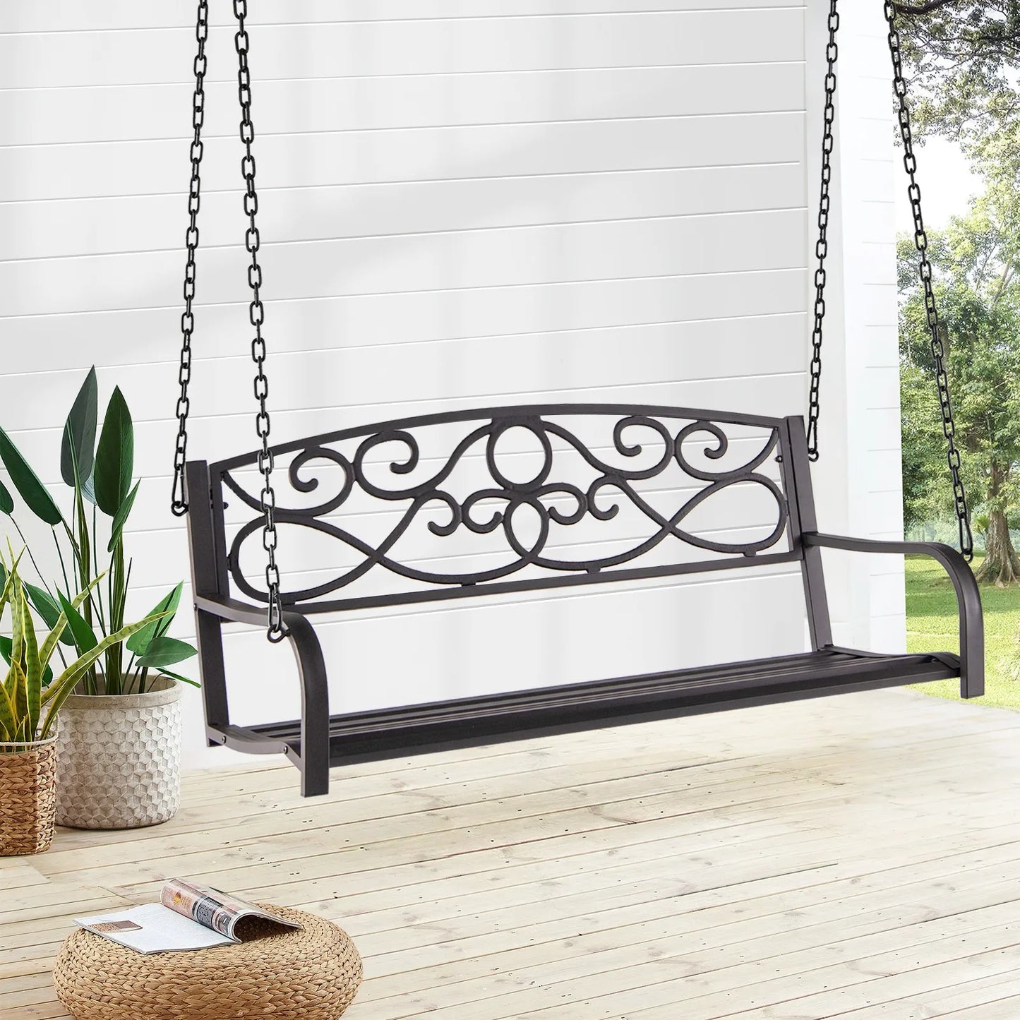 Patiojoy Outdoor 2 Person Metal Porch Swing 485 Capacity