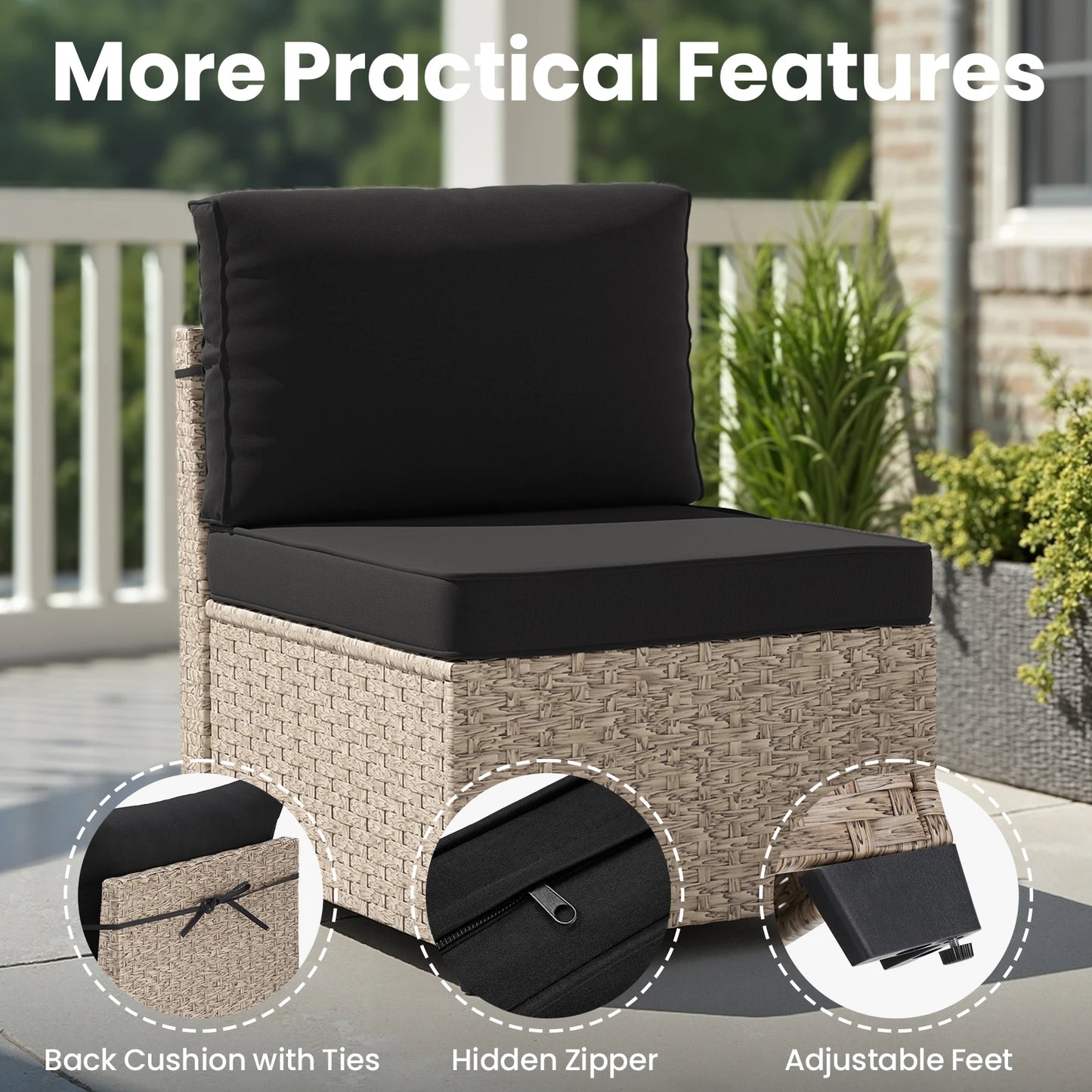 Outdoor Rattan 7 Piece Patio Furniture Set With Tempered Glass Table All Weather