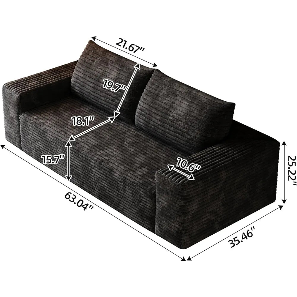 HUANHUI Loveseat Sofa Couch For Living Room Modern Corduroy