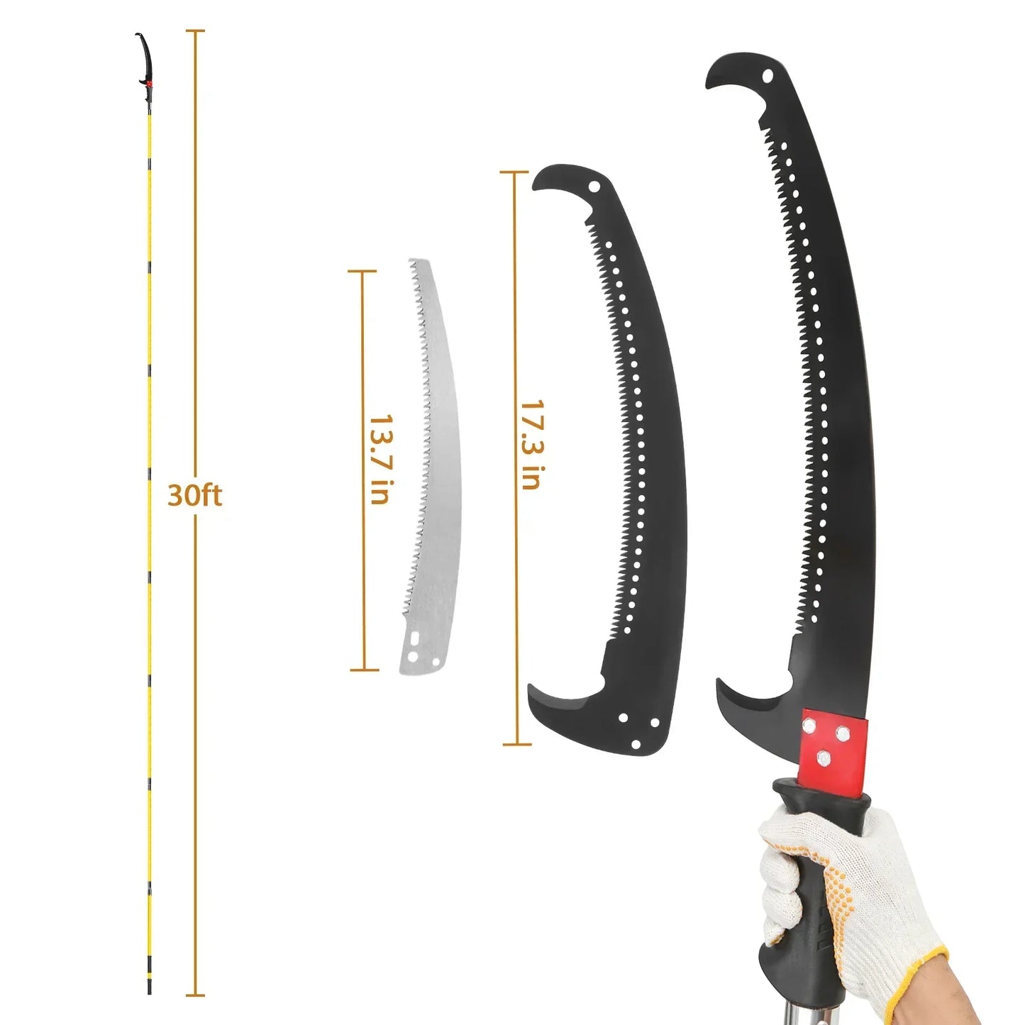 Lightweight Manual Pole Saw and Pruner Set for Tree Trimming