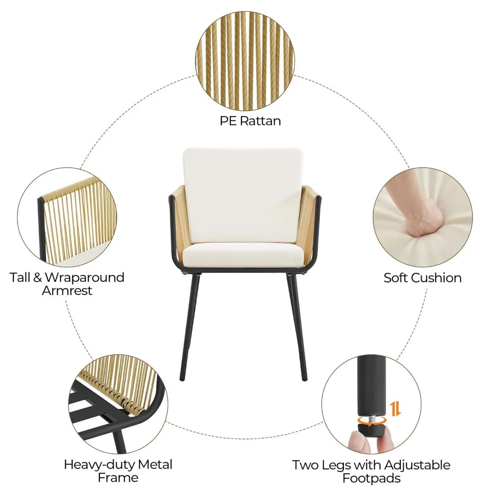 Patio Rattan Bistro Set With All Weather Tempered Glass Table