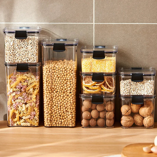 Sealed Jars Kitchen Grain Storage Organizer Set Moistureproof Plastic